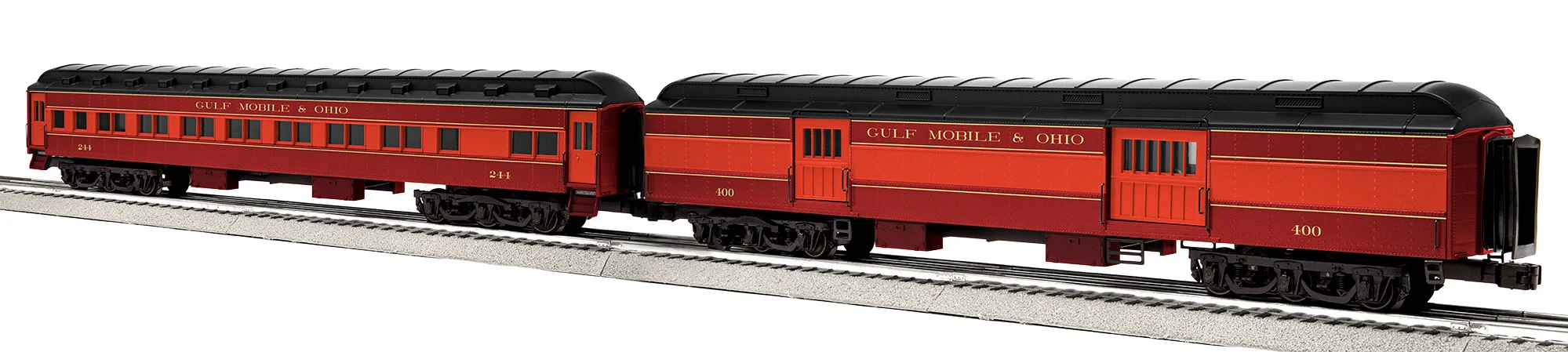 Lionel 2133390 Gulf Mobile & Ohio GM&O PA AA Set Legacy #290/291 with 2127490 Passenger 2 Pack A 2127500 Passenger 2 Pack B Passenger 2127510 Passenger 2 pack C and 2127520 StationSounds Diner car BTO o scale - Image 3