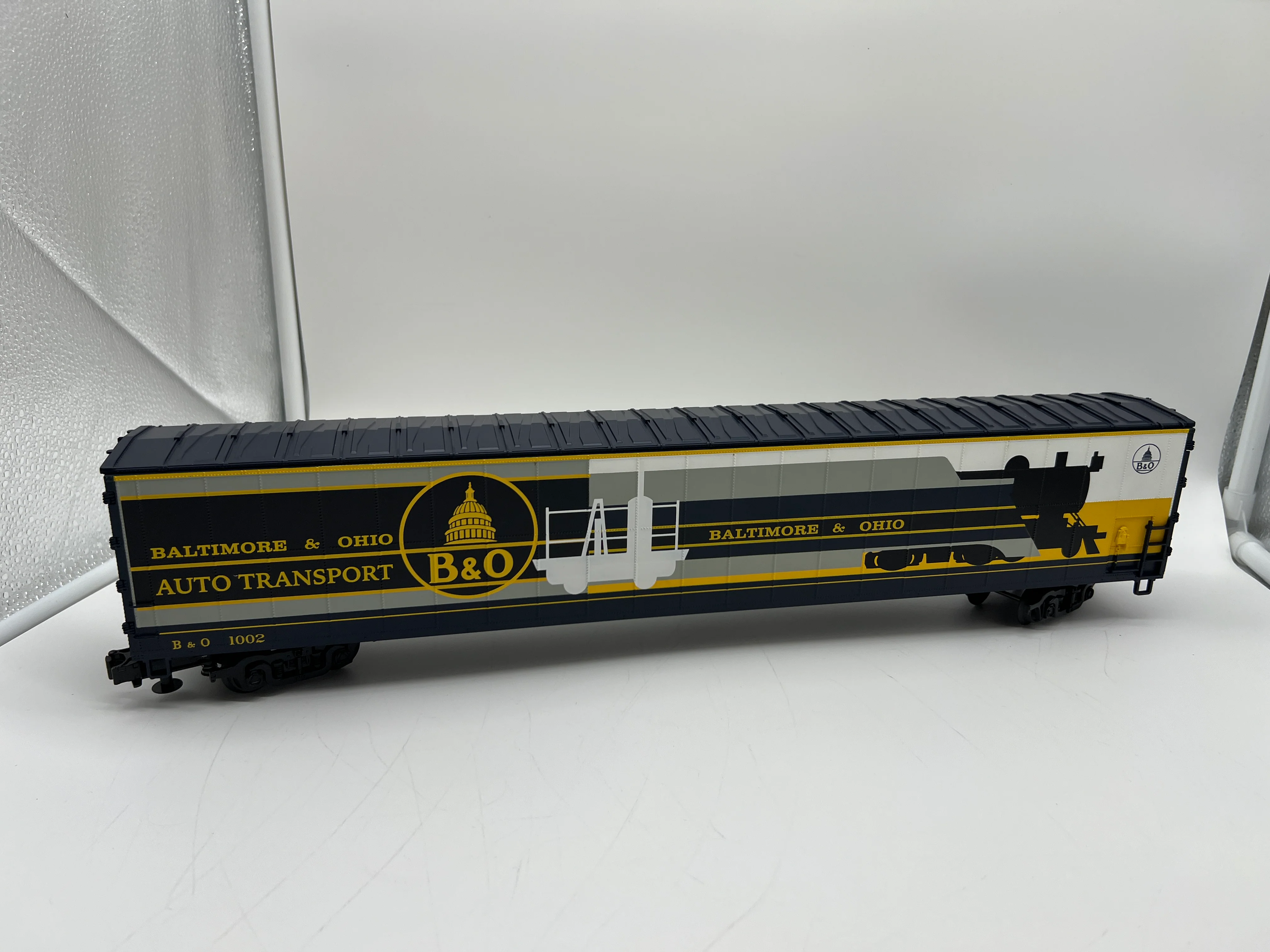MTH Premier 20-98347 Baltimore & Ohio 75' AutoTrain Auto Carrier #1002. O SCALE Like New Limited Rare - Image 6